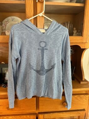 Light Blue Hooded Knit Sweater